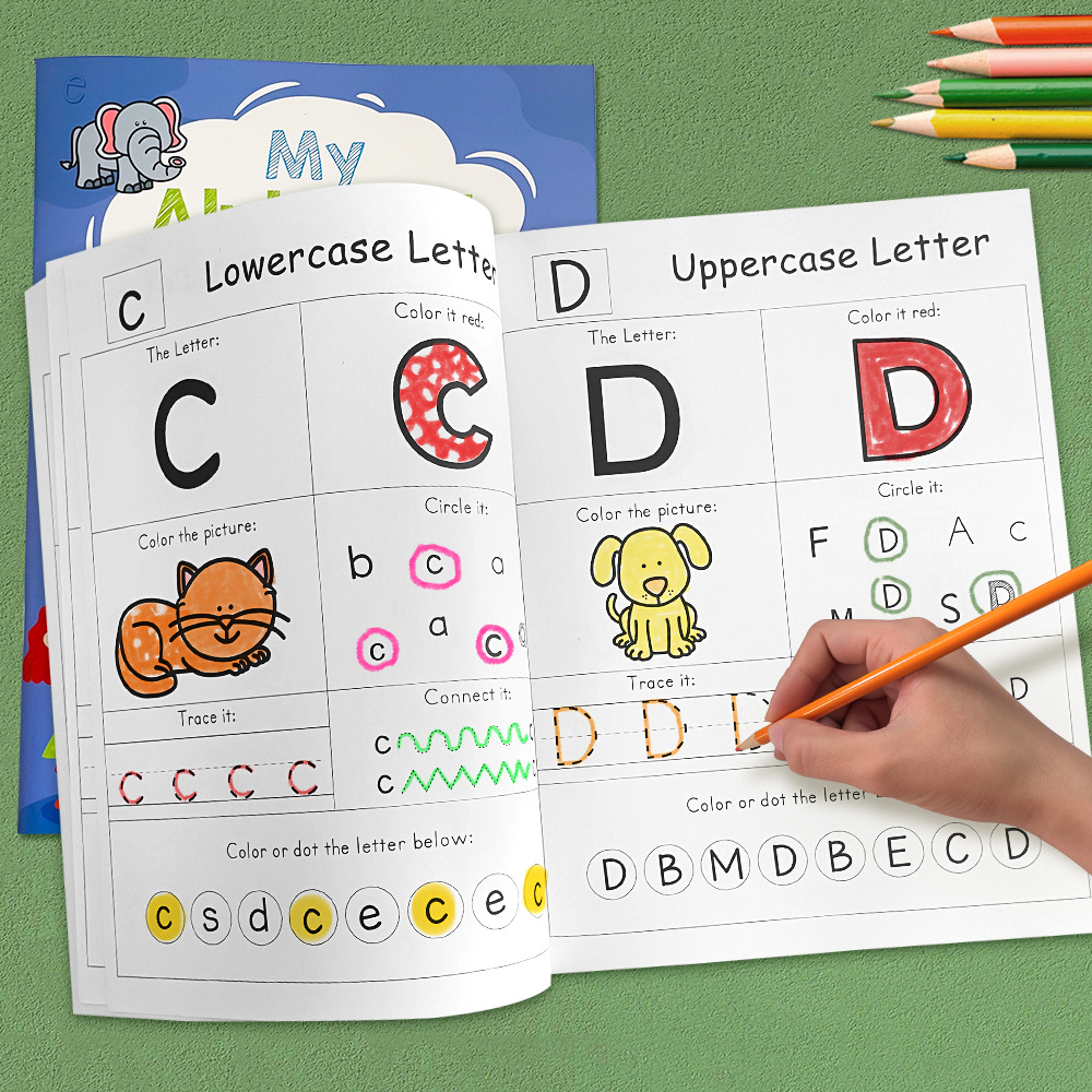 Learning Workbook Preschool - 54 strony Liter A-Z Alfabet Ćwiczenia