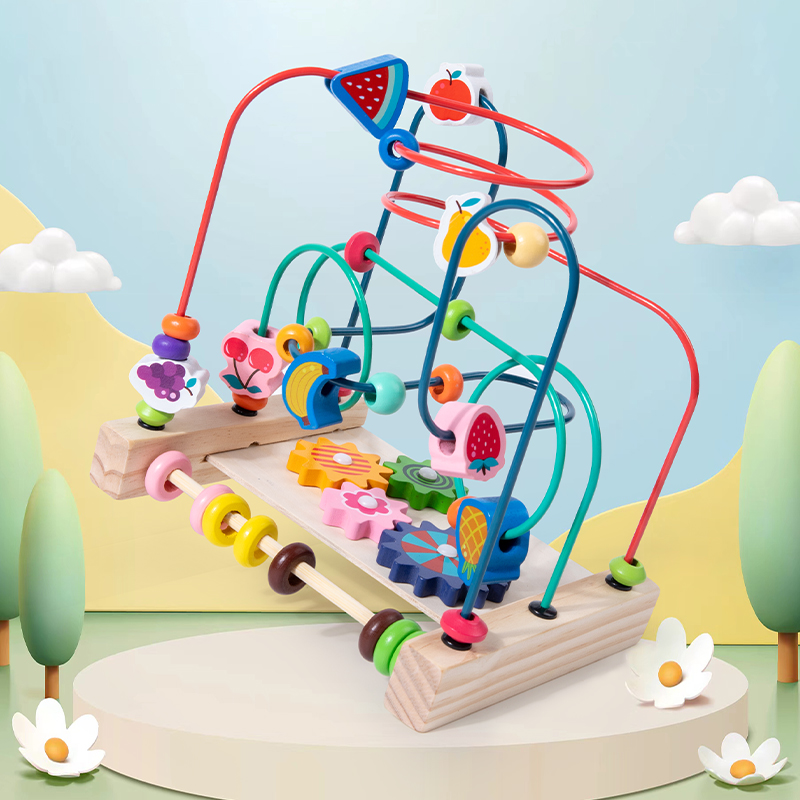 Kids Educational Box - Zabawki Montessori Drewniane Górki Koralikowe Labirynt