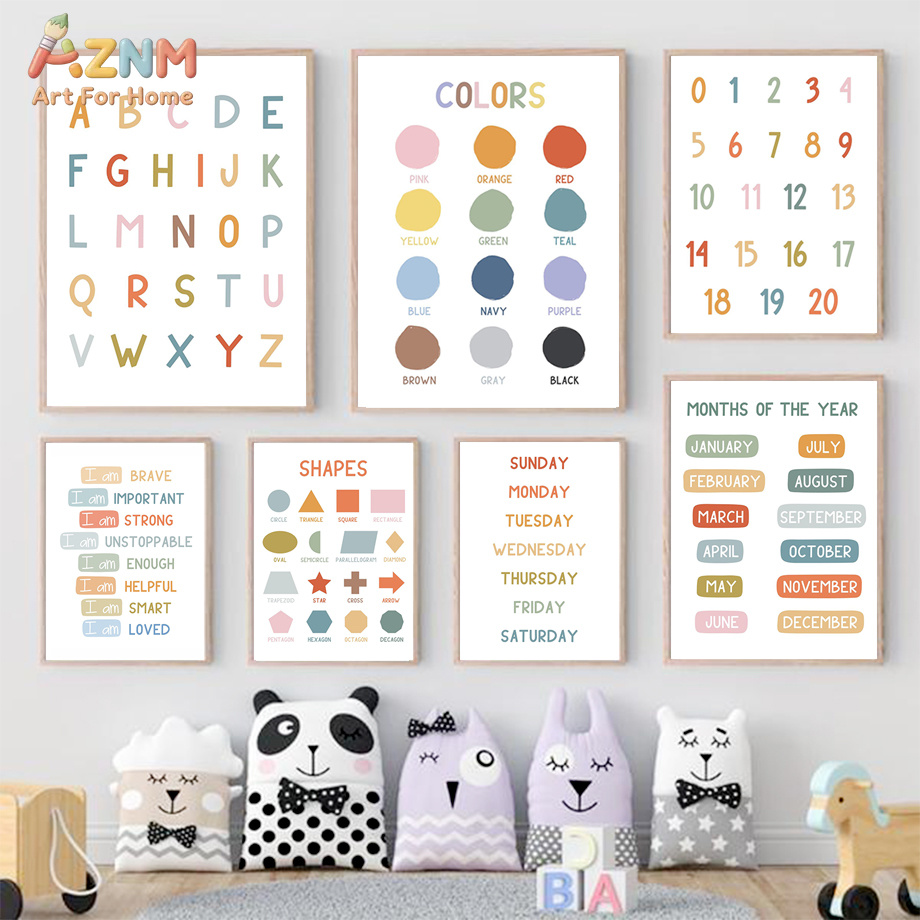 Kids Educational - Alphabet Numbers & More - AZNM Edukacyjny Obraz na Płótnie dla