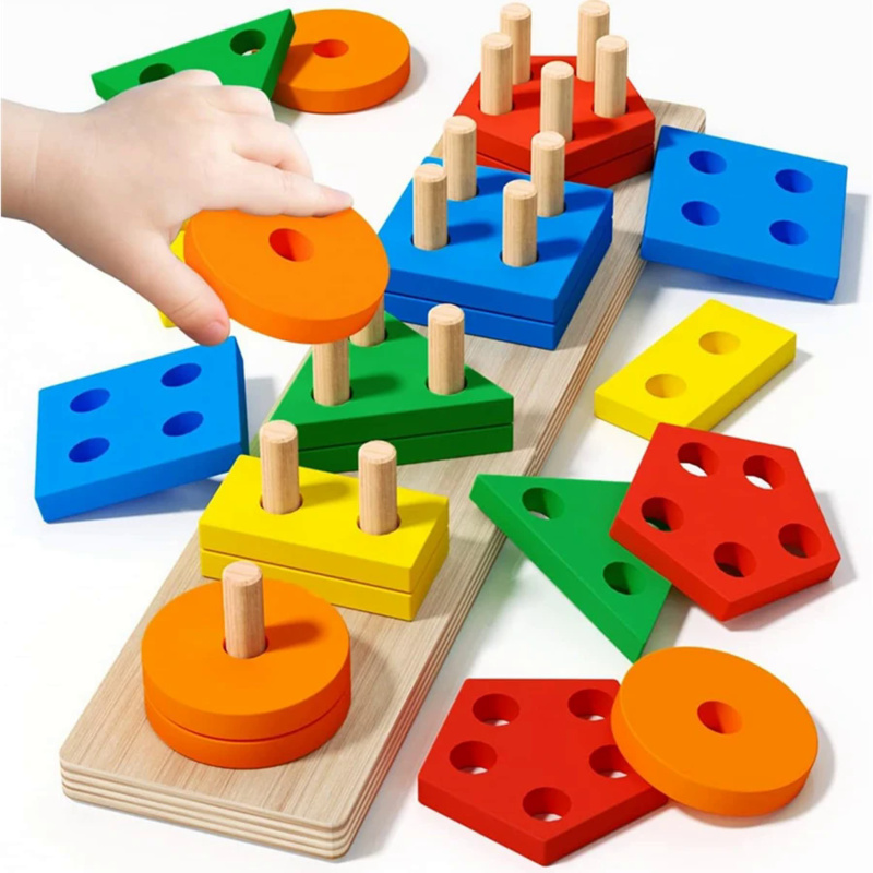 Kids Educational Box - Drewniane zabawki Montessori Kolor Dopasowywanie kształtów