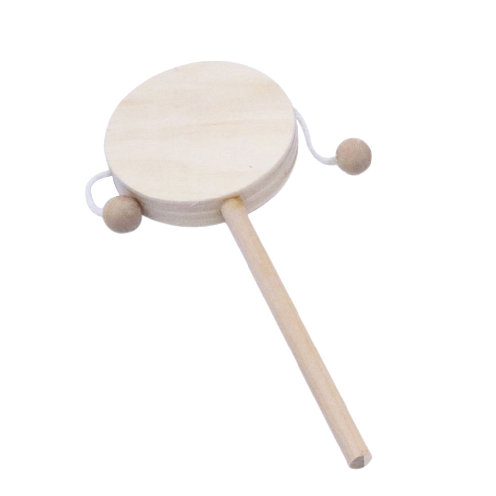 Kids Education Music - 1 Zestaw Drewniany Bębenek Grzechotka DIY,