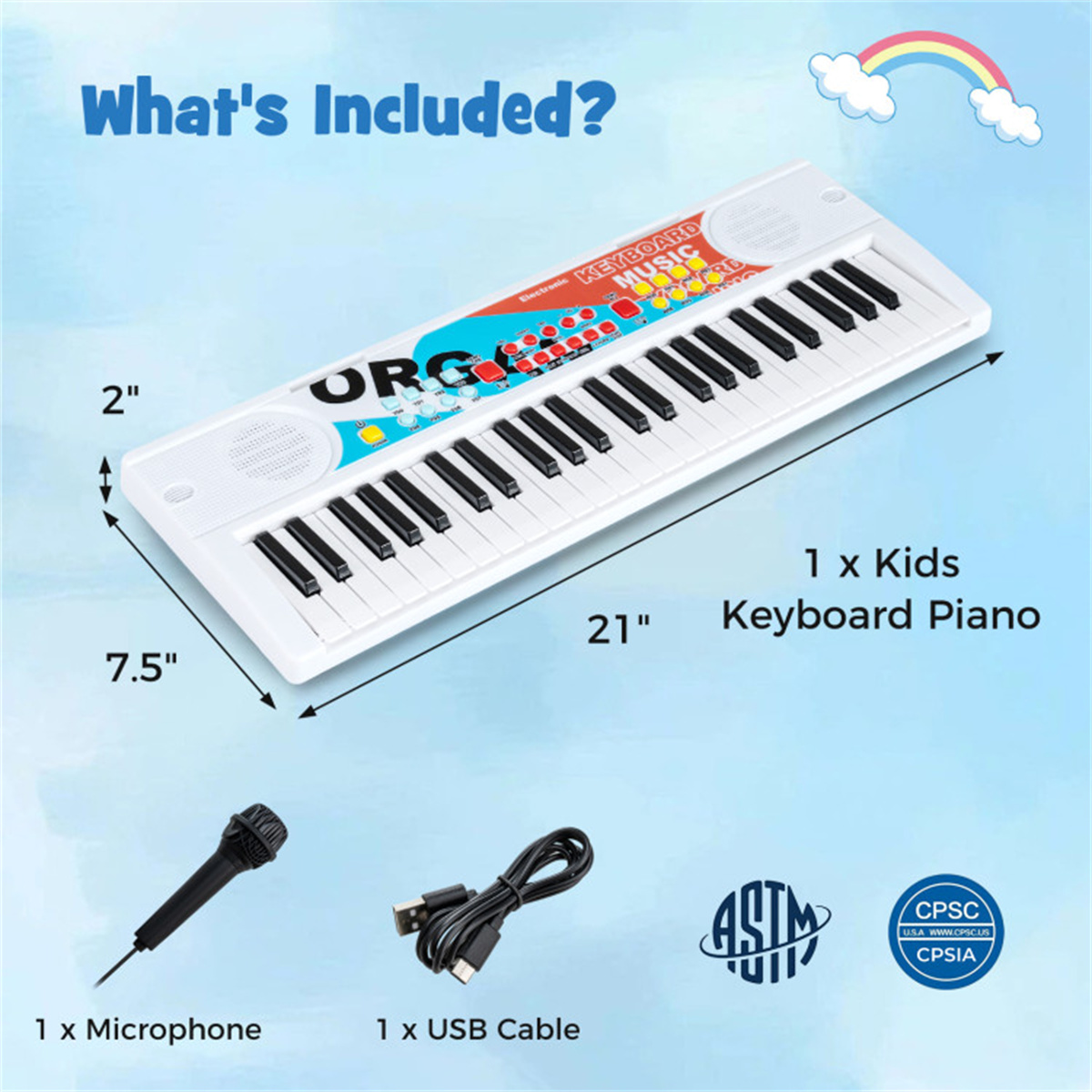 Kids Education Music - 49 klawiszy, elektroniczna klawiatura dla dzieci