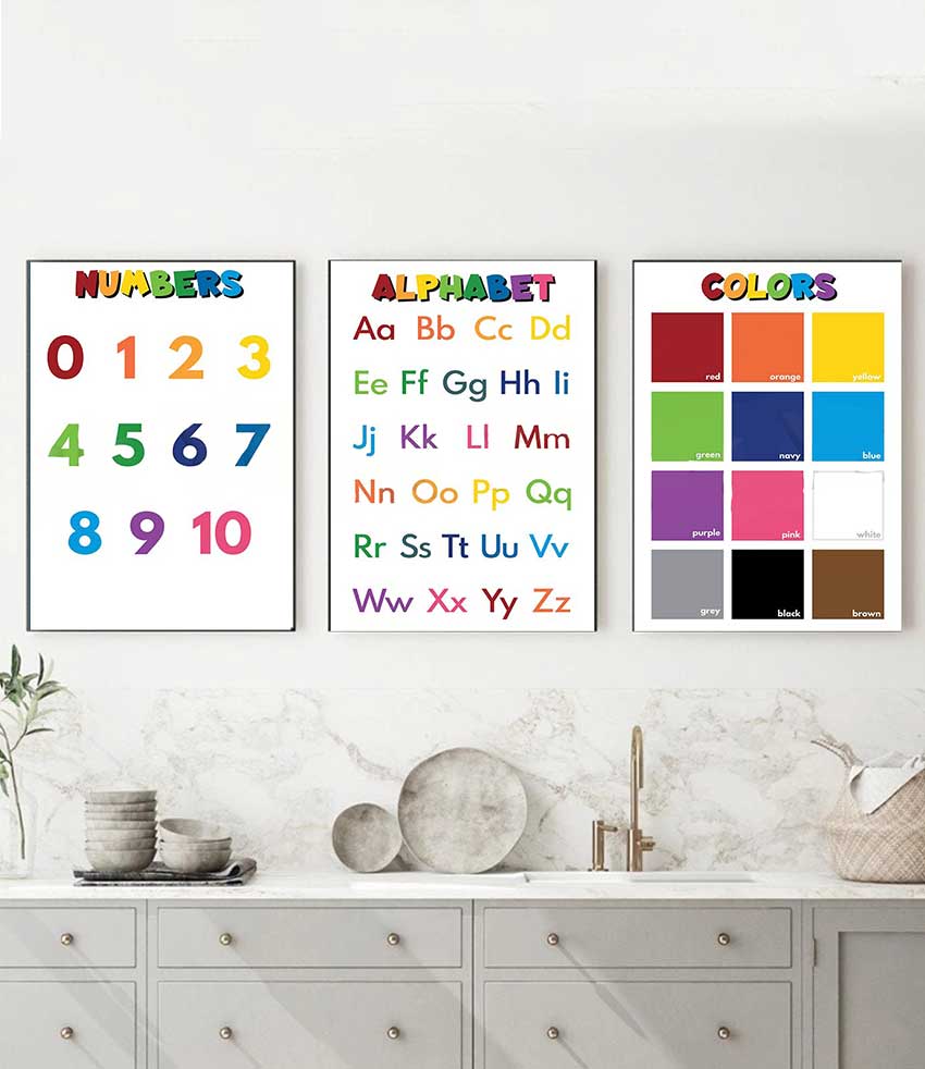 Kids Educational - Alphabet Numbers & More - 1 szt. bezramkowy plakat edukacyjny dla